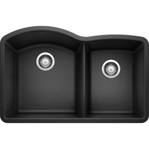 DIAMOND Undermount Granite Composite 32 in. 60/40 Double Bowl Kitchen Sink in Anthracite