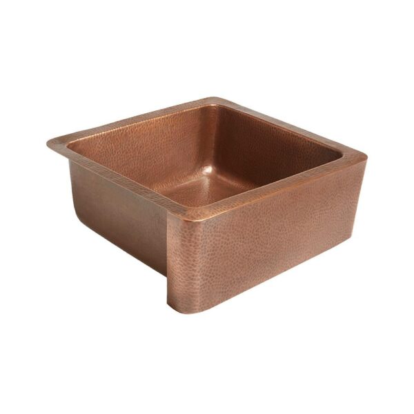 Monet Farmhouse Apron Front Handmade Pure Solid Copper 25 in. Single Bowl Kitchen Sink in Antique Copper