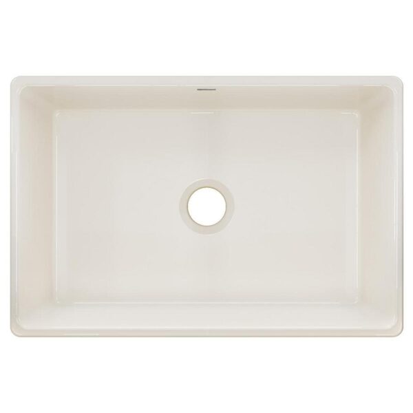 Explore Farmhouse Apron Front Fireclay 30 in. Single Bowl Kitchen Sink in Biscuit