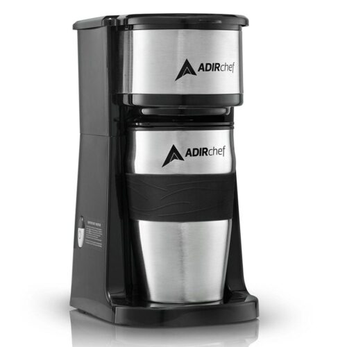 Grab'n Go Black Single Serve Coffee Maker with Stainless Steel Travel Mug