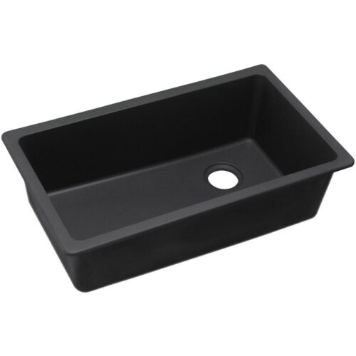 Quartz Classic Black Quartz 33 in. Single Bowl Undermount Kitchen Sink