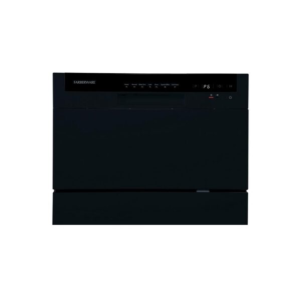 Professional Countertop Portable Dishwasher in Black with 6-Place Settings Capacity