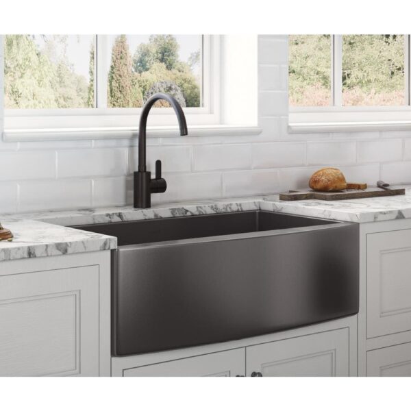 Farmhouse Apron-Front Stainless Steel 33 in. Single Bowl Kitchen Sink in Gunmetal Black Matte