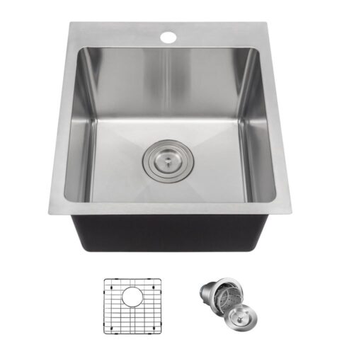 Drop-in Stainless Steel 17 in. 1-Hole Single Bowl Kitchen Sink