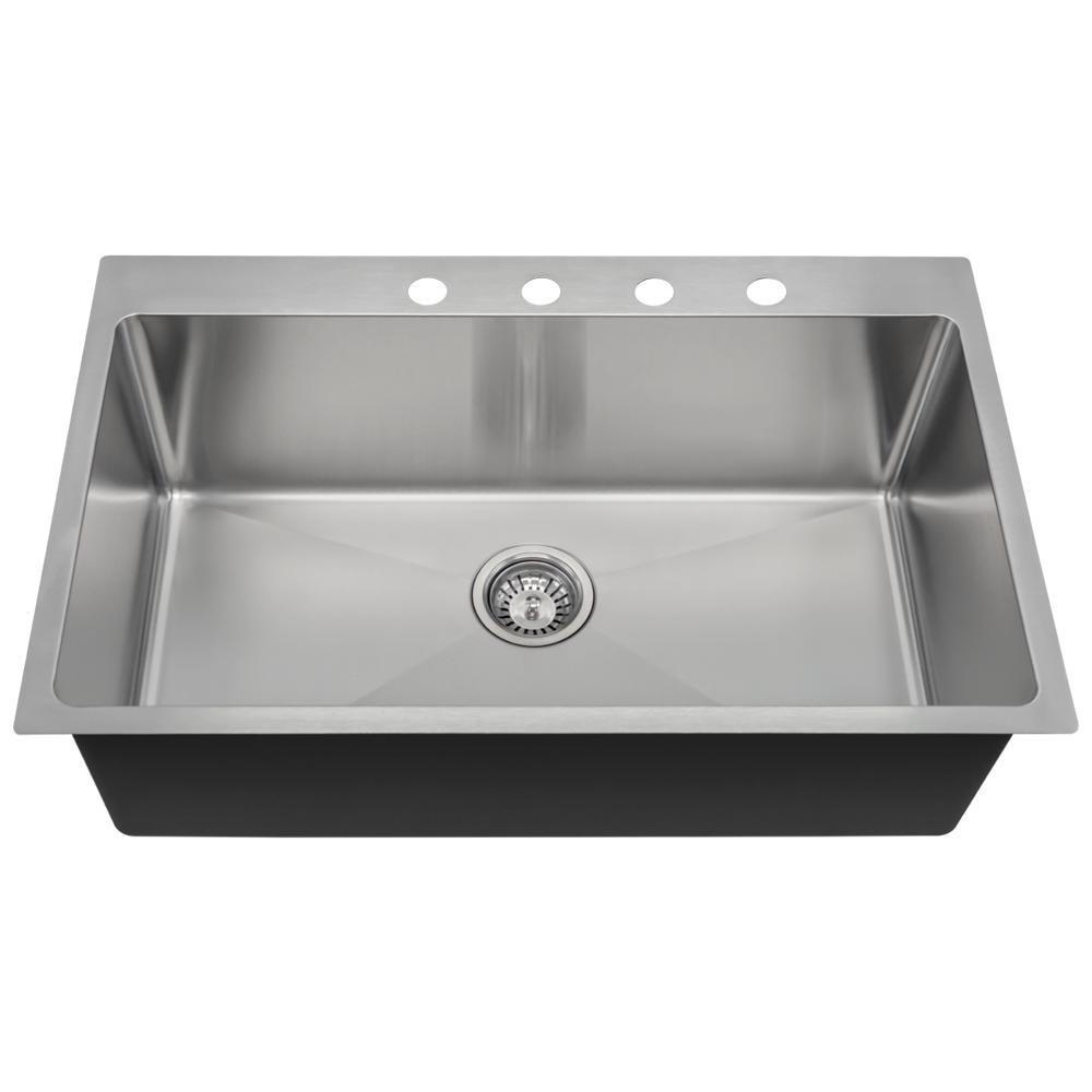 Drop-in Stainless Steel 31 in. 4-Hole Single Bowl Kitchen Sink Drop-in Stainless Steel 31 in. 4-Hole Single Bowl Kitchen Sink