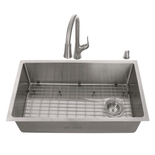 All-in-One Tight Radius Stainless Steel 31 in. 18-Gauge Single Bowl Undermount Kitchen Sink with Pull Down Faucet