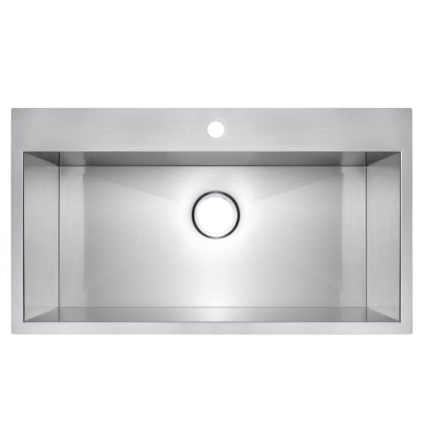 Handmade Drop-in Stainless Steel 30 in. x 18 in. x 9 in. 1-Hole Single Bowl Kitchen Sink in Brushed Finish