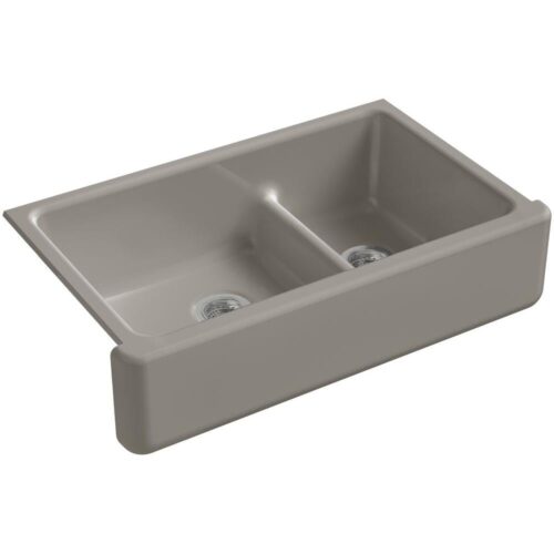 Whitehaven Smart Divide Farmhouse Apron-Front Cast Iron 36 in. Double Basin Kitchen Sink in Cashmere