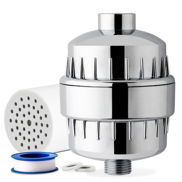 15-Stage High Output Universal Shower Filter Water Filtration System with Replaceable Cartridge in Chrome