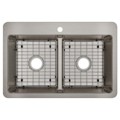 Avenue 18-Gauge Stainless Steel 33 in. Double Bowl Drop-In/Undermount Kitchen Sink with Low Divide