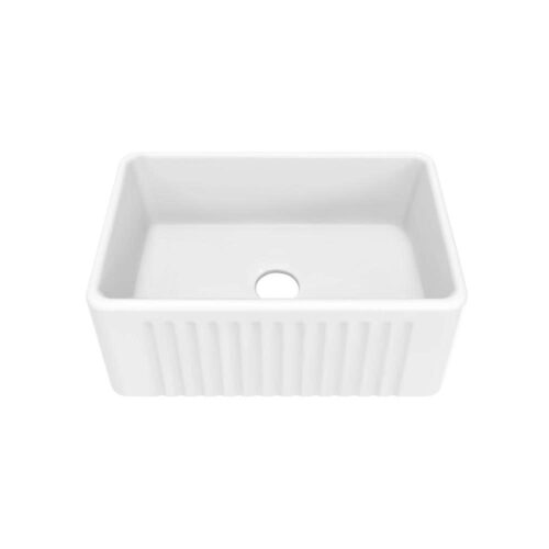 Delice Farmhouse Kitchen Sink Ceramic Composite 24 in. x 18 in. Single Bowl in White