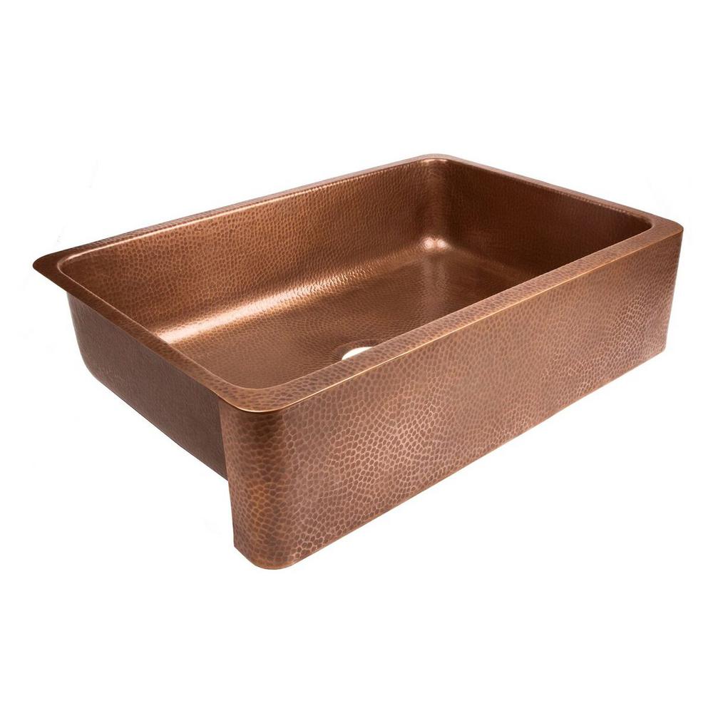 Lange Farmhouse Apron Front Pure Copper Sink 32 in. Single Bowl Kitchen Sink in Antique Copper Lange Farmhouse Apron Front Pure Copper Sink 32 in. Single Bowl Kitchen Sink in Antique Copper