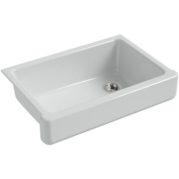 Whitehaven Farmhouse Apron-Front Cast Iron 32.5 in. Single Basin Kitchen Sink in Ice Grey