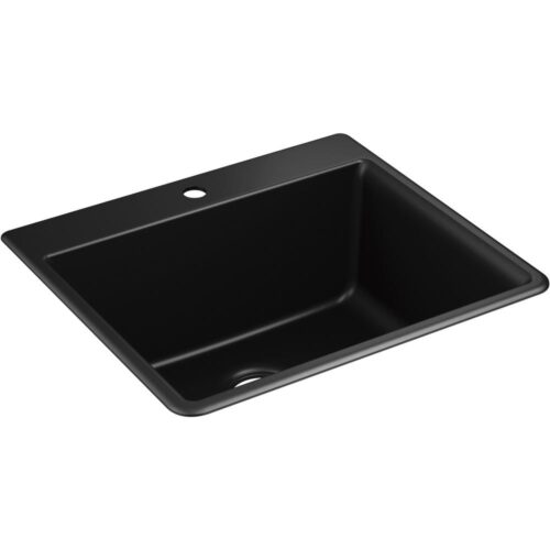 Kennon Top-Mount/Undermount Neoroc Granite Composite 25 in. Single Bowl Kitchen Sink in Matte Black