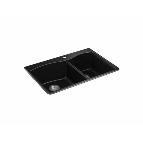 Kennon Drop-In Neoroc Granite Composite 33 in. 1-Hole Double Bowl Kitchen Sink in Matte Black