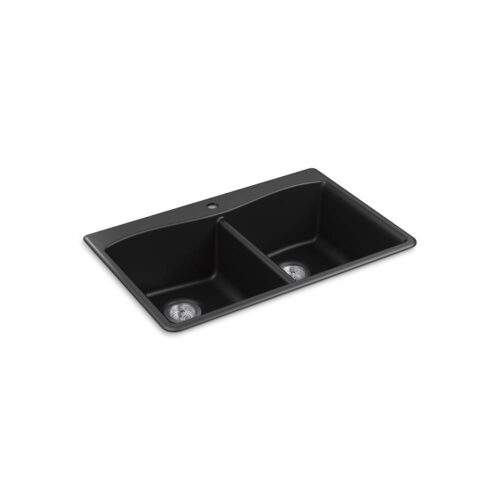 Kennon Dual Mount Neoroc Granite Composite 33 in. 1-Hole Double Bowl Kitchen Sink in Matte Black