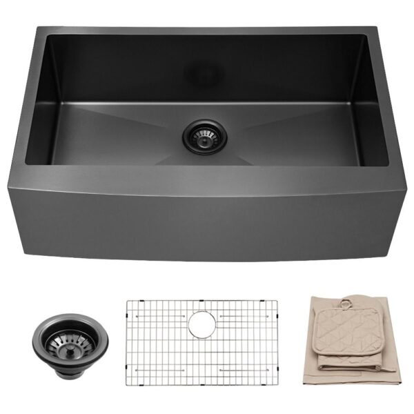 Matte Black Stainless Steel 33 in. Single Bowl Farmhouse Apron-Front Kitchen Sink