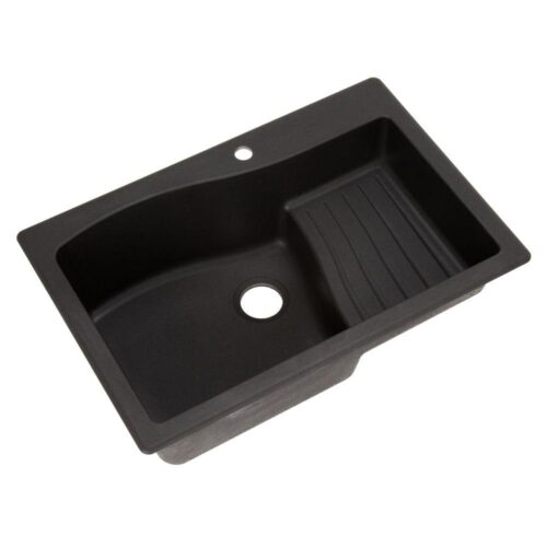 Ascend Drop-In/Undermount Granite 33 in. 1-Hole Single Bowl Kitchen Sink in Nero