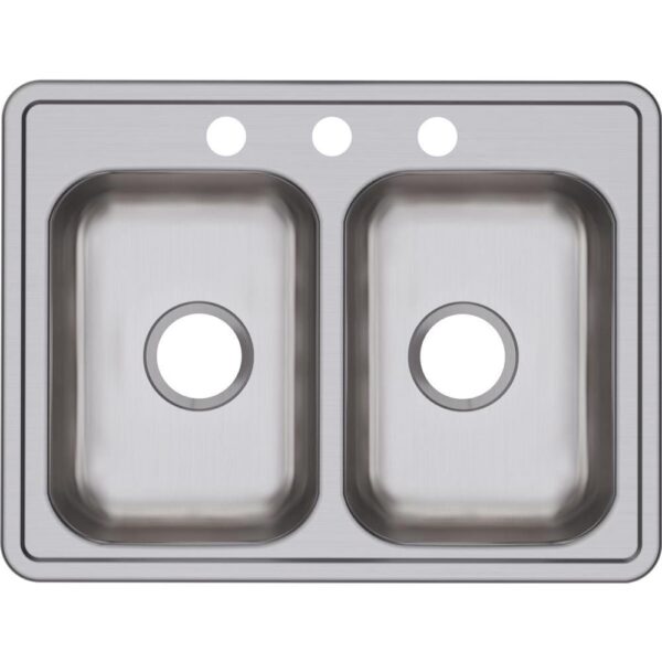 Dayton Drop-In Stainless Steel 25 in. 3-Hole Double Bowl Kitchen Sink