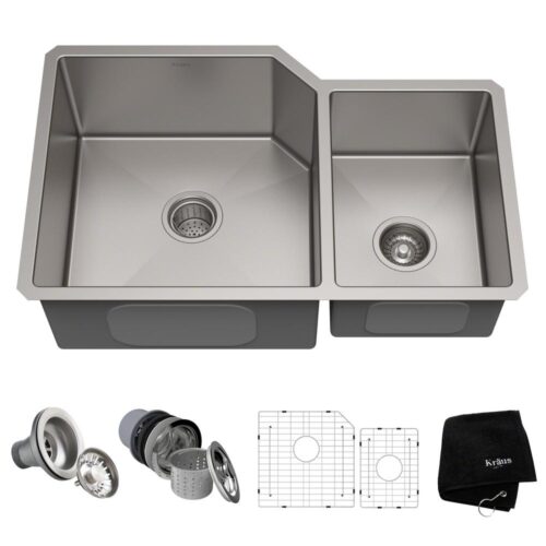 Standart PRO 32in. 16 Gauge Undermount 60/40 Double Bowl Stainless Steel Kitchen Sink