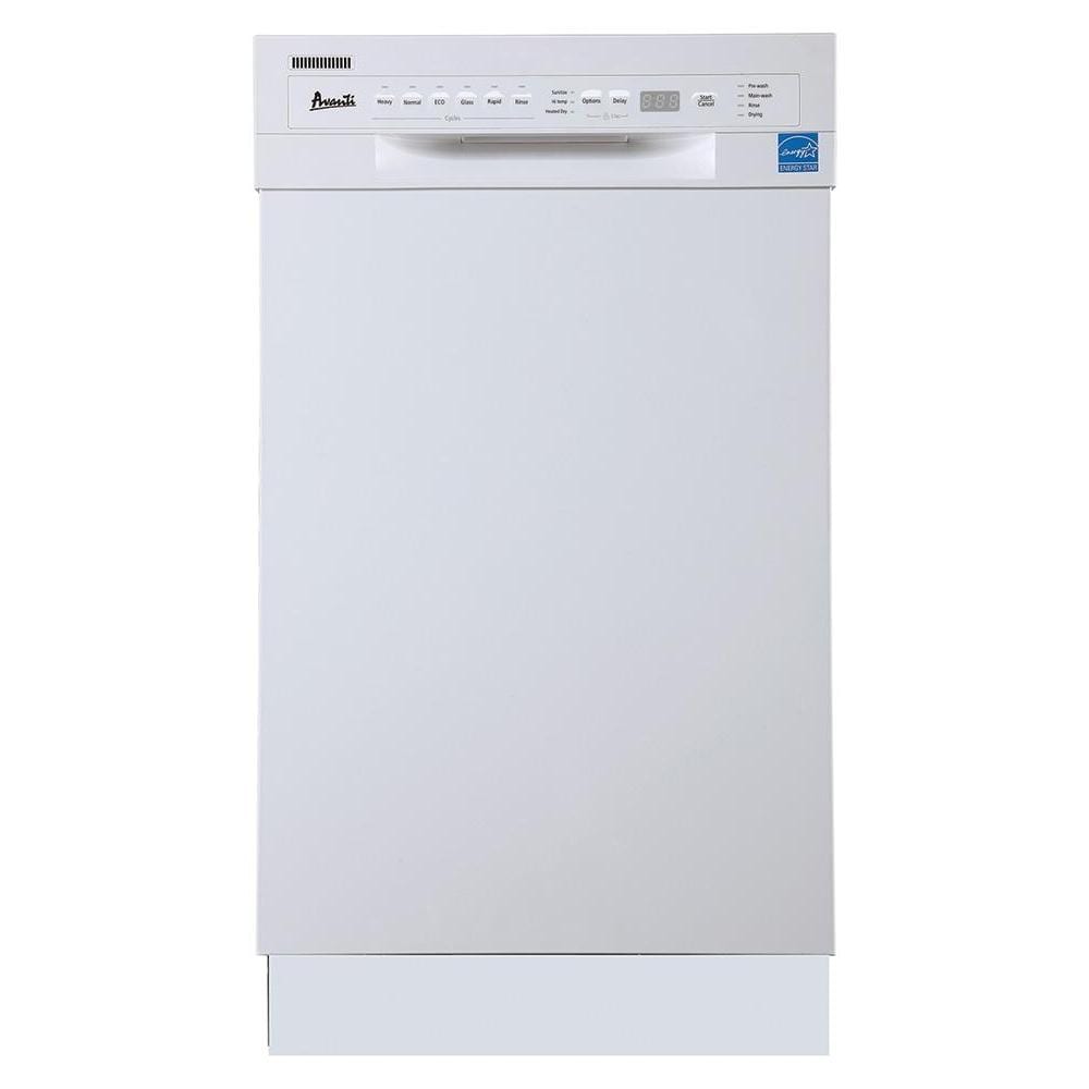 18 in. Stainless Steel Interior Front Control Smart 120-Volt Dishwasher in White