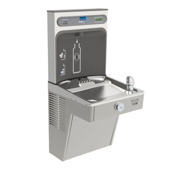 Filtered EZH2O Bottle Filling Station with Single Green Vandal-Resistant Cooler