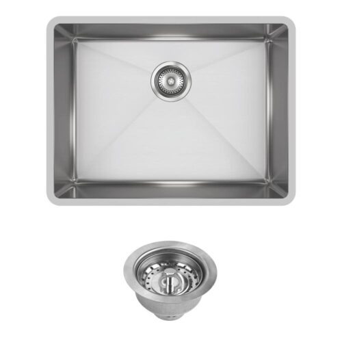 Crosstown Undermount Stainless Steel 24 in. Single Bowl Kitchen Sink with Drain