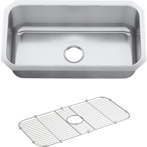 Undertone Preserve Undermount Scratch-Resistant Stainless Steel 31 in. Single Bowl Kitchen Sink with Basin Rack