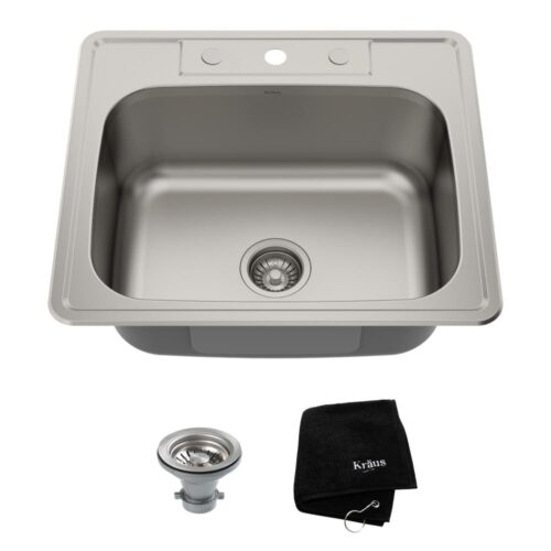 Drop-In Stainless Steel 25 in. 3-Hole Single Bowl Kitchen Sink Kit