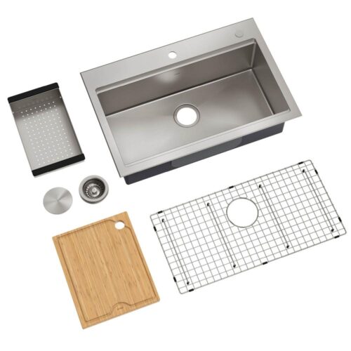 Kore Workstation Dual Mount Stainless Steel 32 in. Single Bowl Kitchen Sink with Accessories