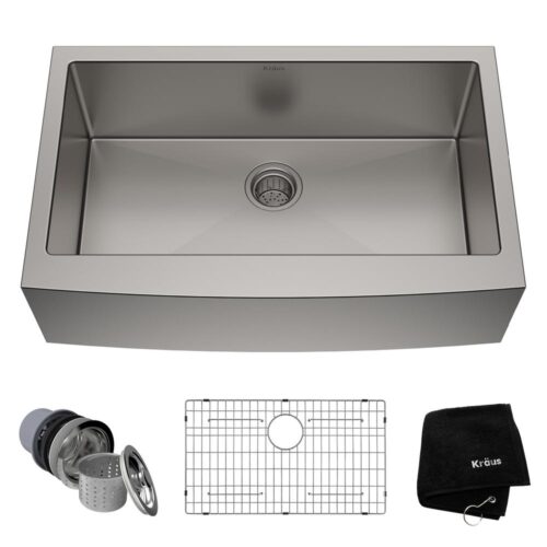 Standart PRO Farmhouse Apron-Front Stainless Steel 33 in. Single Bowl Kitchen Sink