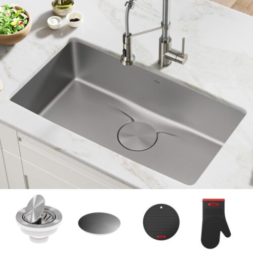 Dex Undermount Stainless Steel 33 in. Single Bowl Kitchen Sink