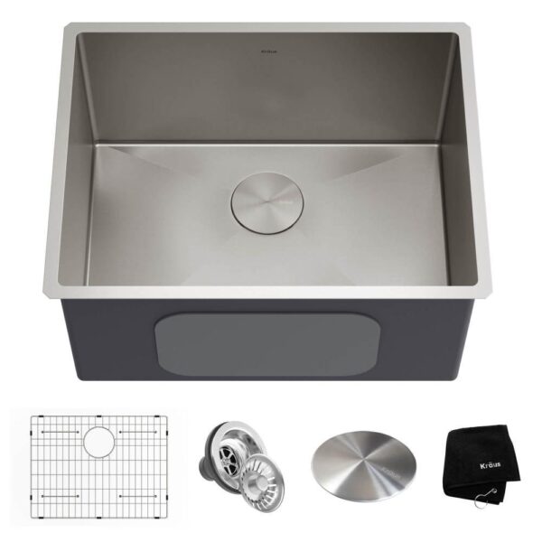 Standart PRO 24 in. x 18.5 in. x 12 in. 16-Gauge Undermount Single Bowl Stainless Steel Laundry and Utility Sink