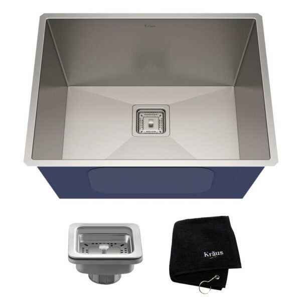 Pax Zero-Radius 24in. 18 Gauge Undermount Single Bowl Stainless Steel Laundry and Utility Sink