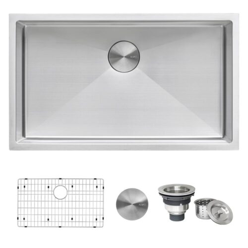 33 in. Single Bowl Undermount 16-Gauge Stainless Steel Kitchen Sink