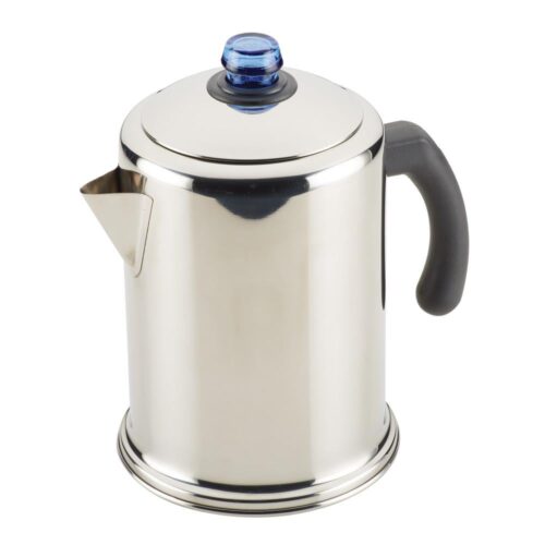 12-Cup Classic Stainless Steel with Blue Knob Coffee Percolator