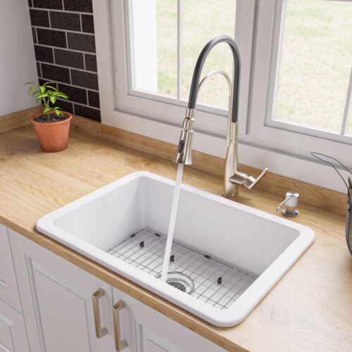 White Fireclay 26.75 in. Single Bowl Undermount Workstation Kitchen Sink