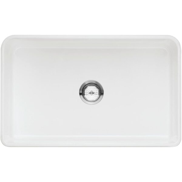 CERANA Farmhouse Apron-Front White Fireclay 30 in. Single Bowl Kitchen Sink