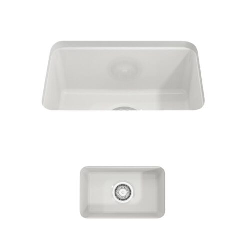 Sotto Undermount Fireclay 12 in. Single Bowl Kitchen Sink with Strainer in White