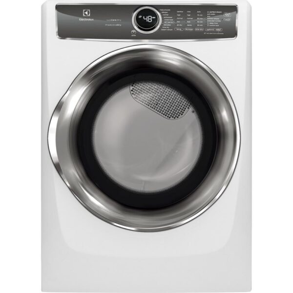 8.0 cu. ft. White Electric Dryer with Steam