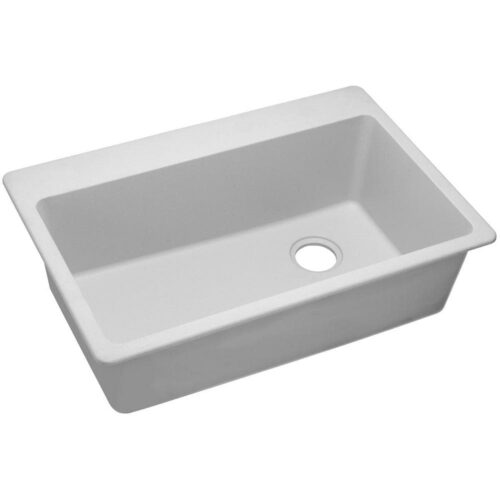 Quartz Classic White Quartz 33 in. Single Bowl Drop-In Kitchen Sink