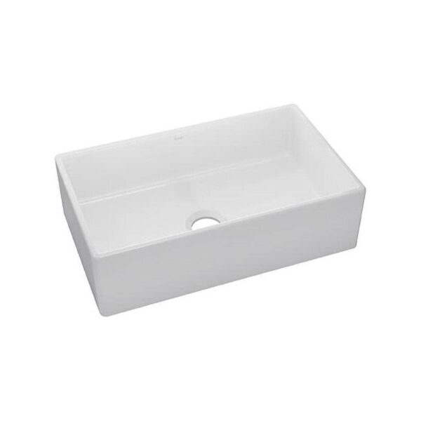 Burnham White Fireclay 30 in. Single Bowl Farmhouse Apron Kitchen Sink