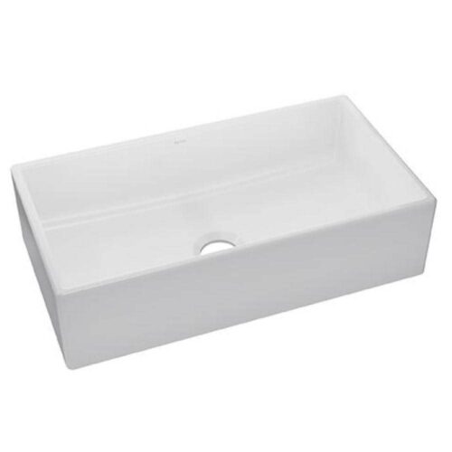 Burnham White Fireclay 33 in. Single Bowl Farmhouse Apron Kitchen Sink