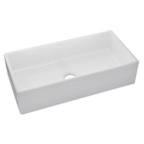 Burnham White Fireclay 36 in. Single Bowl Farmhouse Apron Kitchen Sink