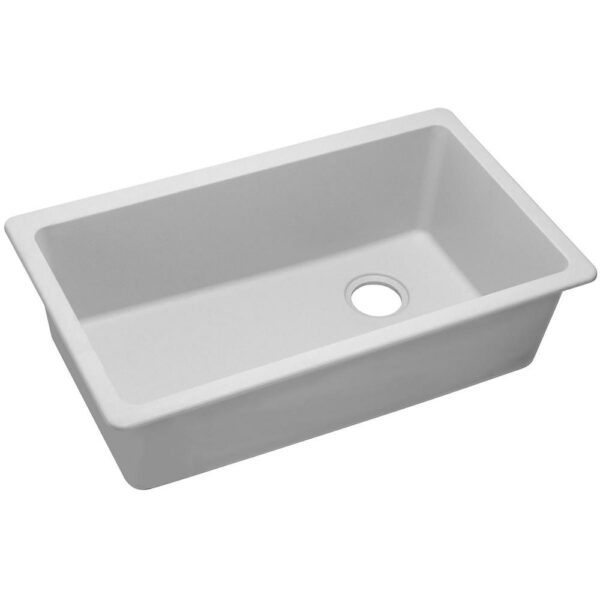 Quartz Classic White Quartz 33 in. Single Bowl Undermount Kitchen Sink