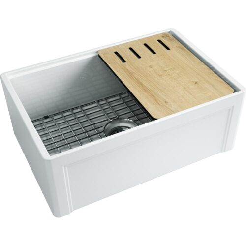 Derby Fireclay 27 in. Single Bowl Farmhouse Kitchen Sink with workstation