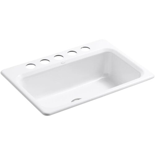 Bakersfield Undermount Cast Iron 31 in. 5-Hole Single Bowl Kitchen Sink in White