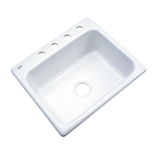 Inverness Drop-In Acrylic 25 in. 4-Hole Single Bowl Kitchen Sink in White