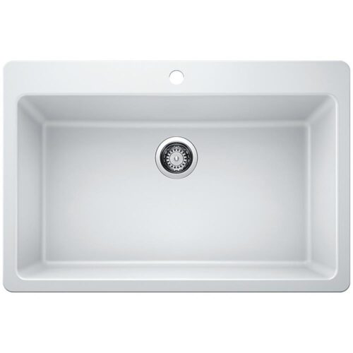 Drop-in/Undermount Granite Composite 33 in. Single Bowl Kitchen Sink in White