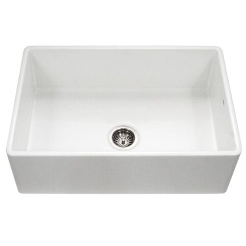 Platus Series Farmhouse Apron Front Fireclay 33 in. Single Bowl Kitchen Sink in White